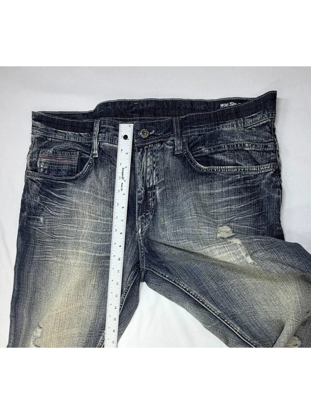 Buffalo David Bitton Men's Jeans Six-X Slim Straight Stretch Denim Size 36 Blue